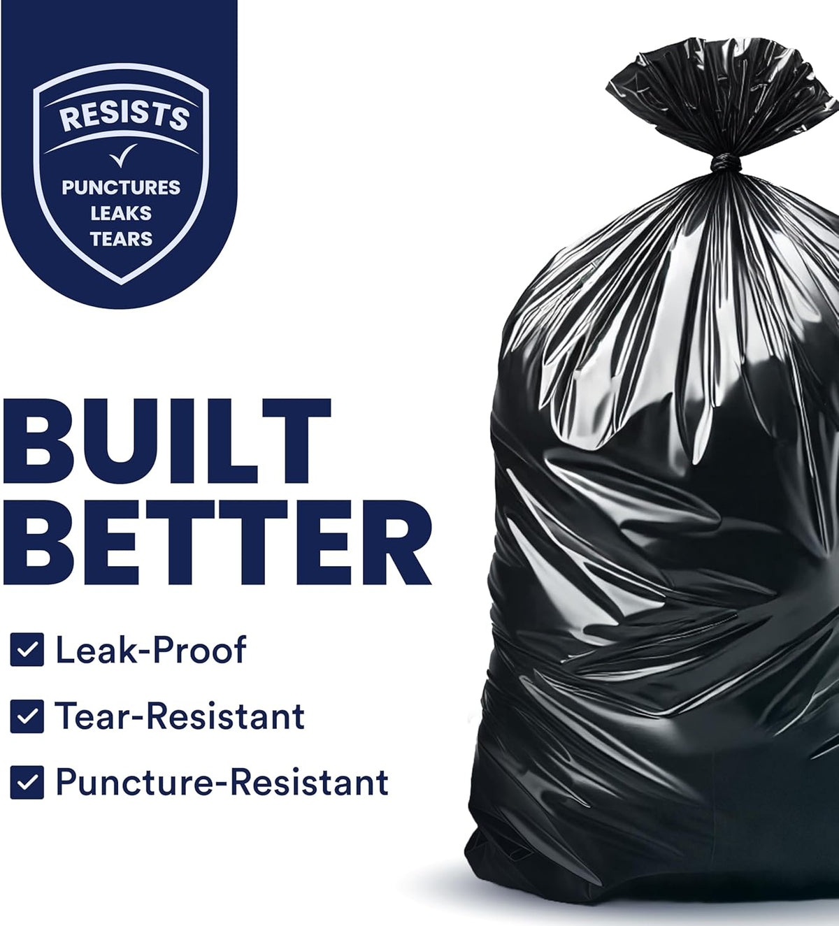 Plasticplace 55-60 Gallon Trash Bags │ 1.5 Mil │ Black Heavy Duty Garbage Can Liners │ 36” x 58”