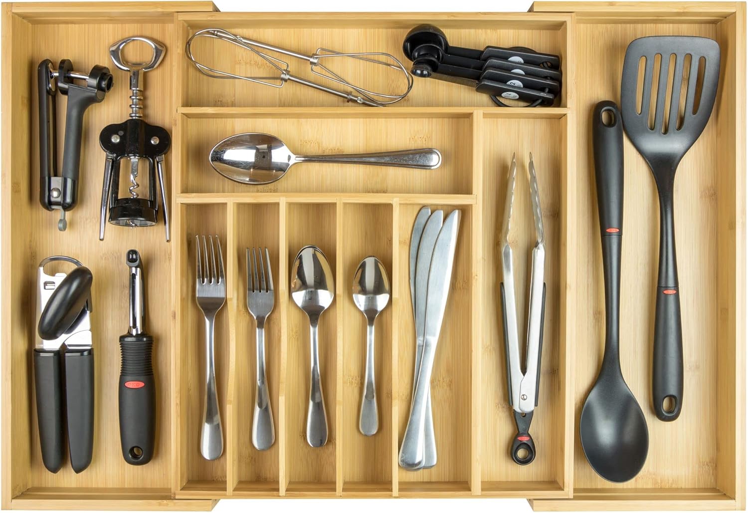 KitchenEdge Premium Silverware, Flatware and Utensil Organizer for Kitchen Drawers, Food-Safe