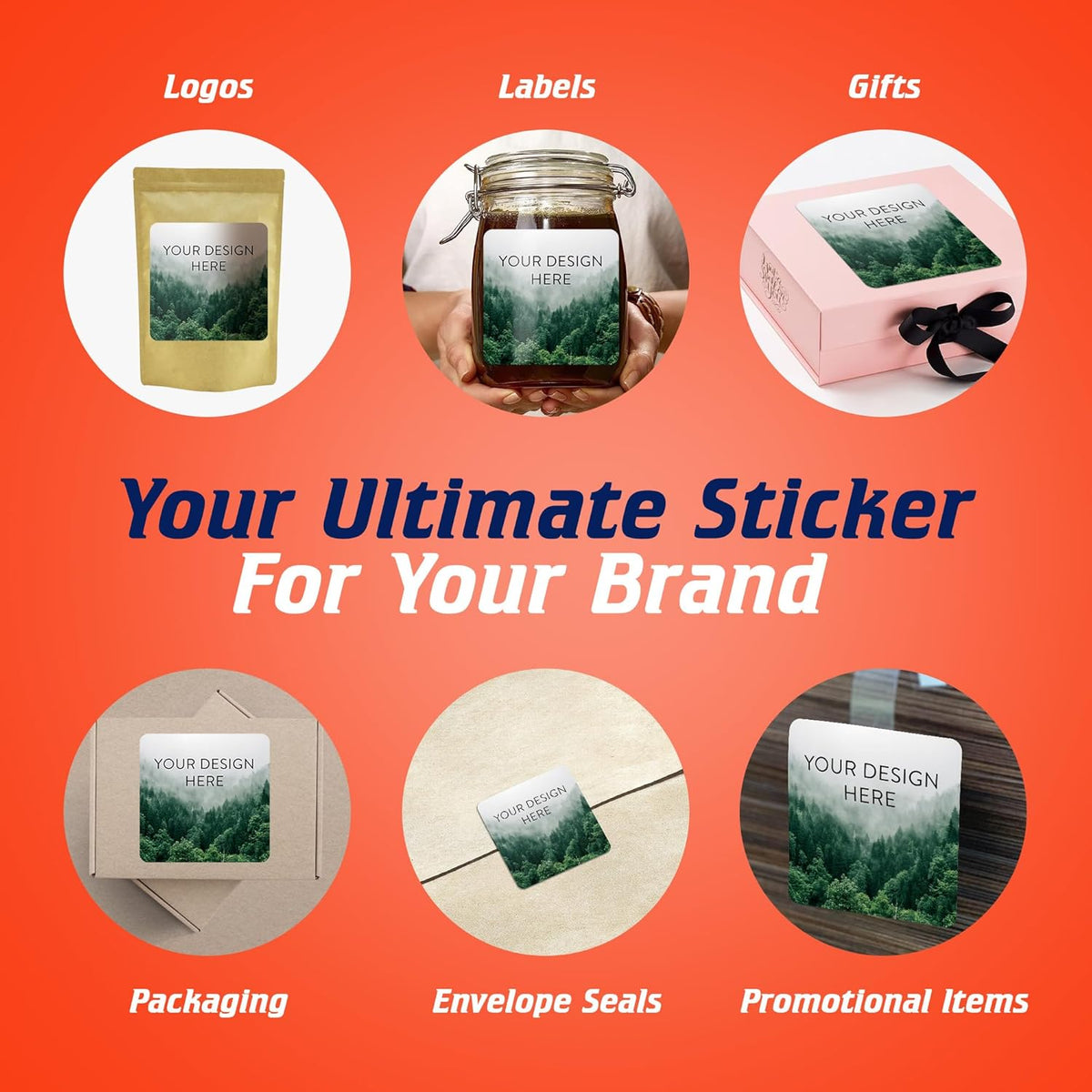 100 Custom Vinyl Stickers - Upload Your own Image, Text, Design, Logo - Personalized Logo Labels
