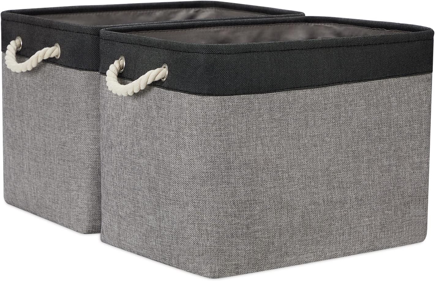 Temary Large Storage Baskets 2 Pack Cloth Basket for Shelves Collapsible Decorative Storage