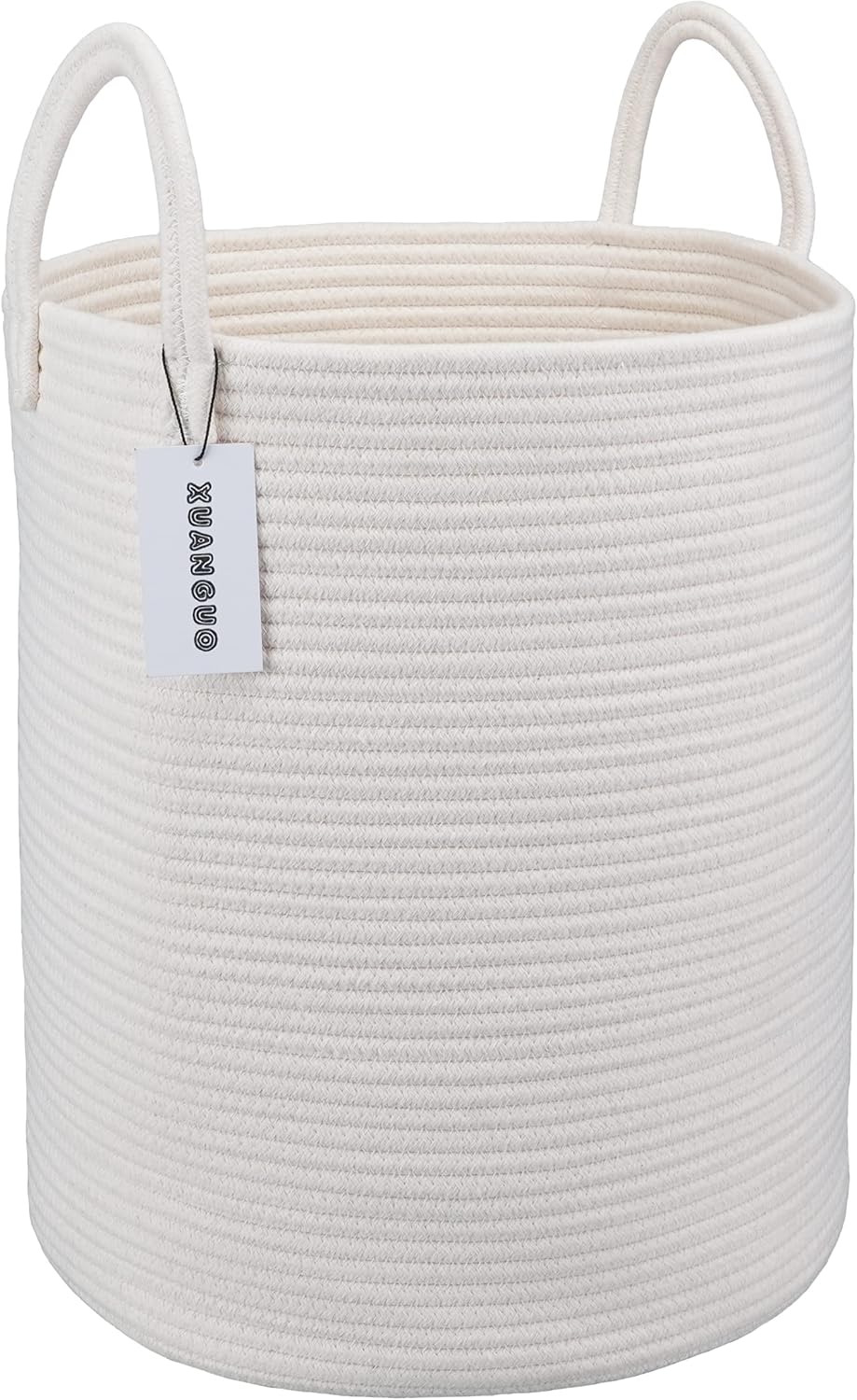 Cotton Rope Laundry Basket Hamper for Clothes Decorative Woven Storage Basket for Living Room