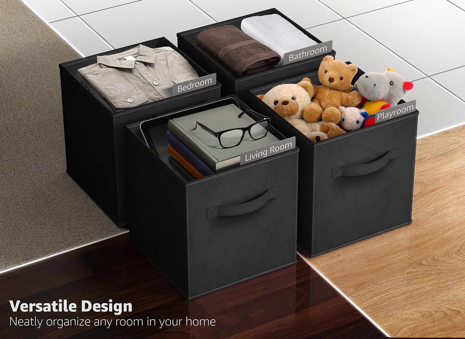Sorbus Fabric Storage Cubes - 8 Foldable Storage Bins for Organizing Pantry, Cubbies, Toy Box