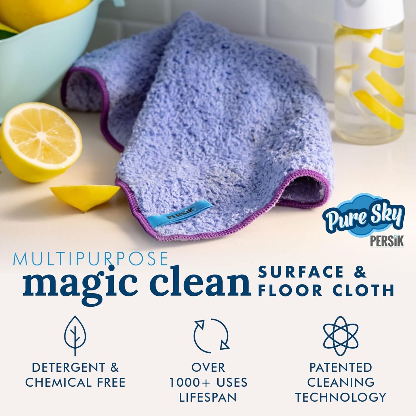 Pure-Sky Magic Deep Clean Cleaning Cloth – JUST ADD Water No Detergents Needed - Multipurpose Ultra