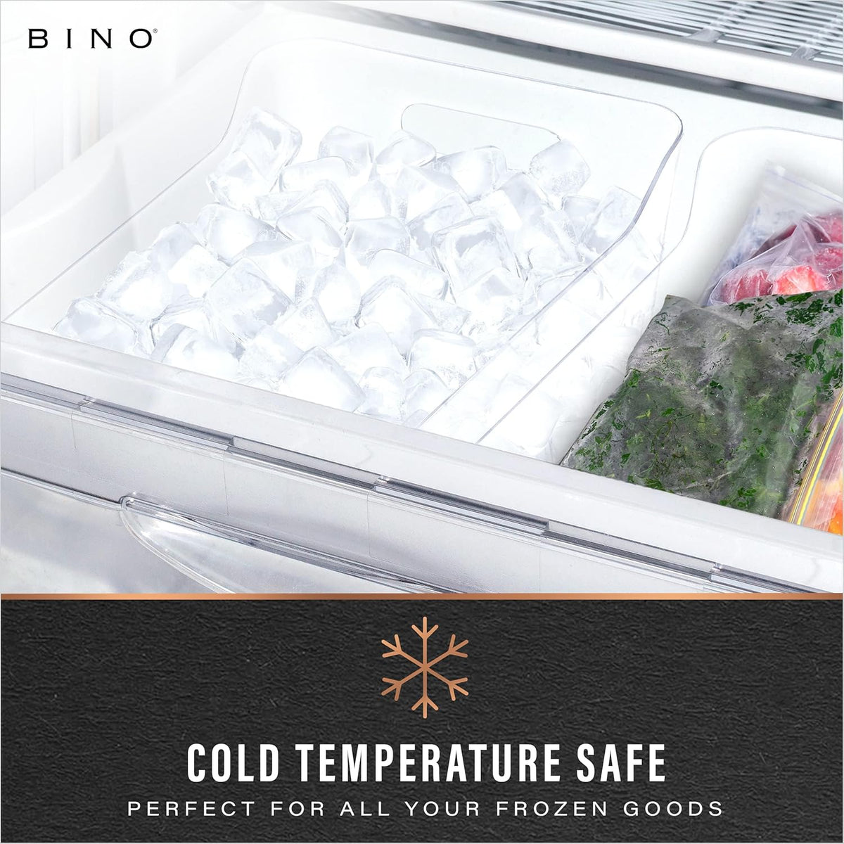 BINO | Plastic Organizer Bins, Large - 4 Pack | The SOHO Collection | Multi-Use | Pantry & Freezer