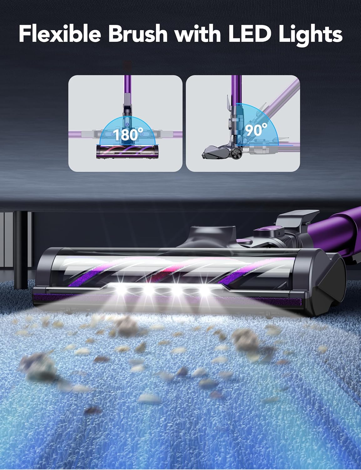 Cordless Vacuum Cleaner, Rapid Clean 23 Kpa Powerful Suction, 1.3 L Large Capacity, 2 Modes &