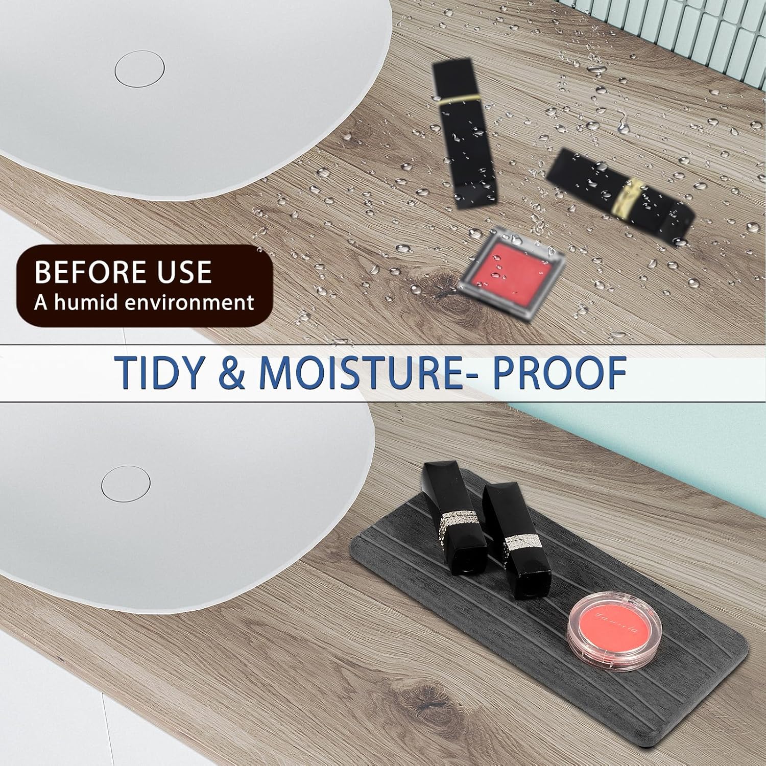 3PCS Water Absorbing Stone Tray, Fast Drying Stone Sink Tray, Stones Soap Trays, Water Absorbent