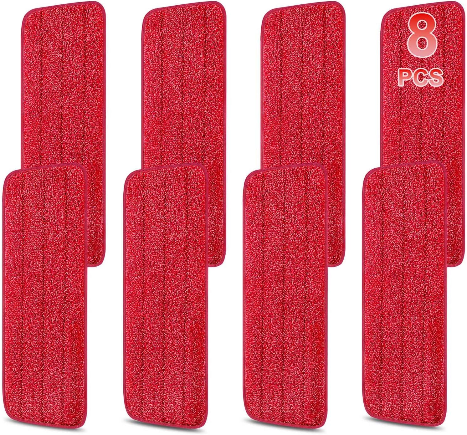 8 Pack 16.5 inch Reusable Mop Pads Microfiber Spray Mop Replacement Heads for Wet/Dry Mops