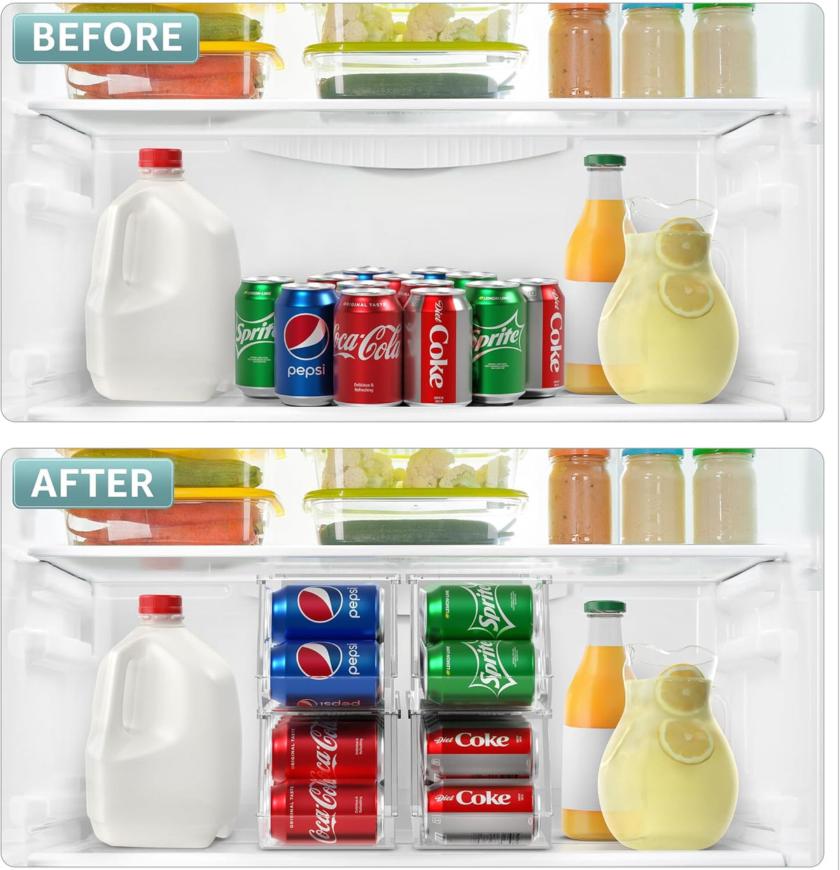 Sorbus Soda Can Organizer for Refrigerator – Stackable Can Dispenser with Lid for Fridge, Pantry