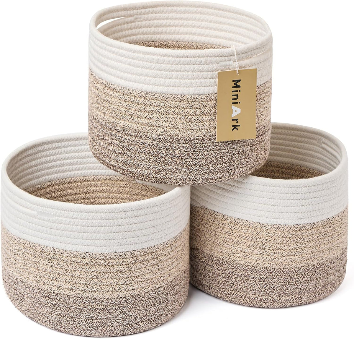 Small Basket for Organizing | Cube Shelf Closet Storage Baskets | 9.7×9.7×7.1” | Woven Rope Gift