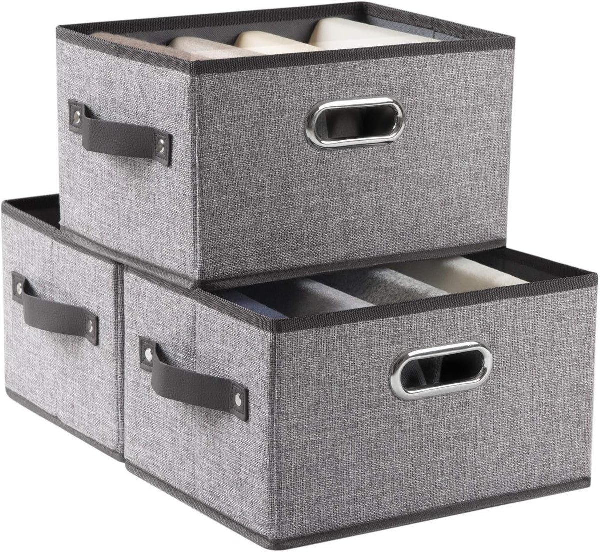 PRANDOM Fodable Storage Bins for Closet [3-pack] Decorative Fabric Storage Baskets Cubes with