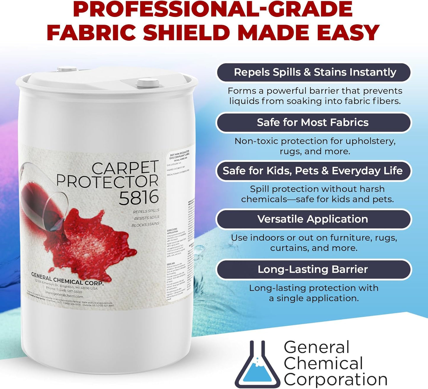 General Chemical Stain Shield Spray - Safe Fabric Protector Spritz and Stain Guard 5816 for
