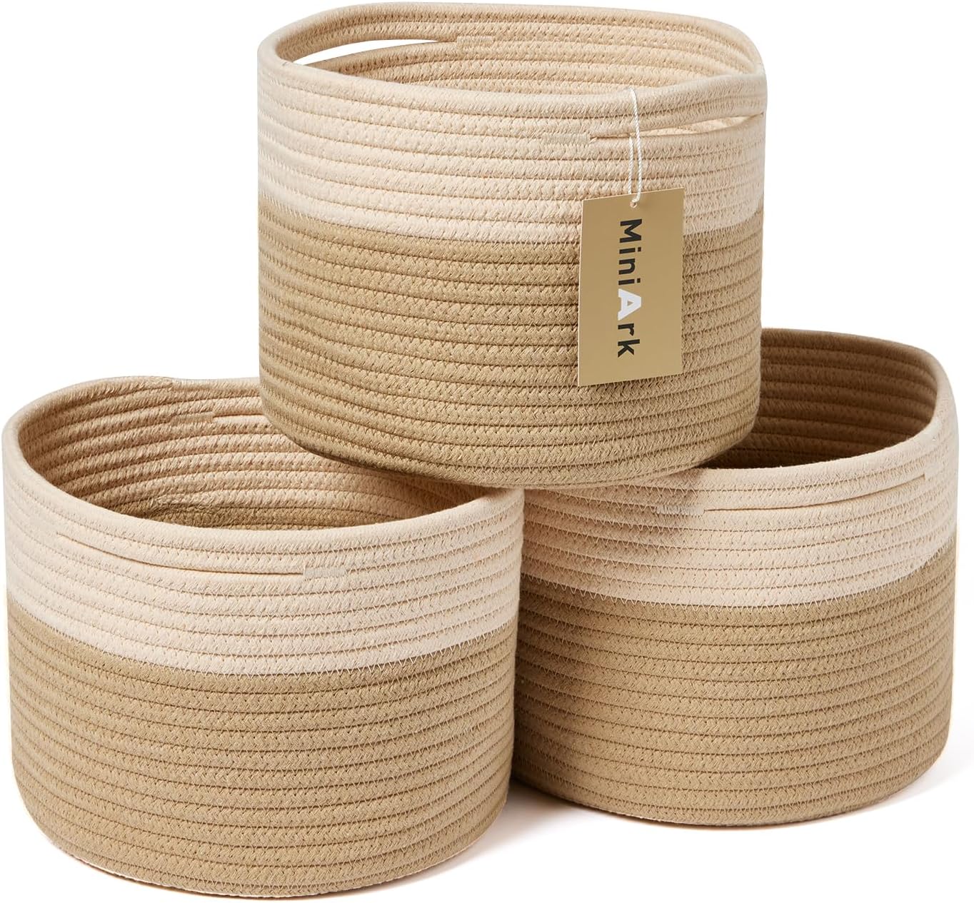 Small Basket for Organizing | Cube Shelf Closet Storage Baskets | 9.7×9.7×7.1” | Woven Rope Gift
