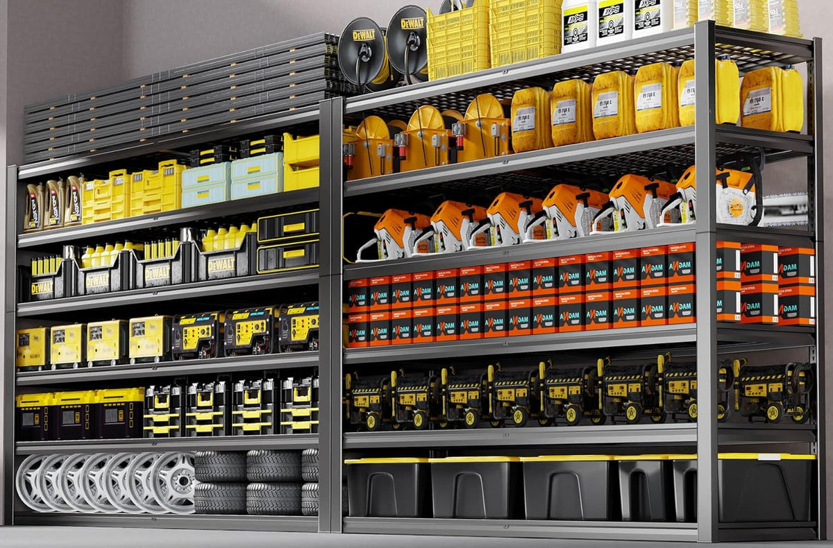 65" W Garage Shelving Heavy Duty, 6 Tier Garage Shelves, Adjustable Storage Shelving Unit