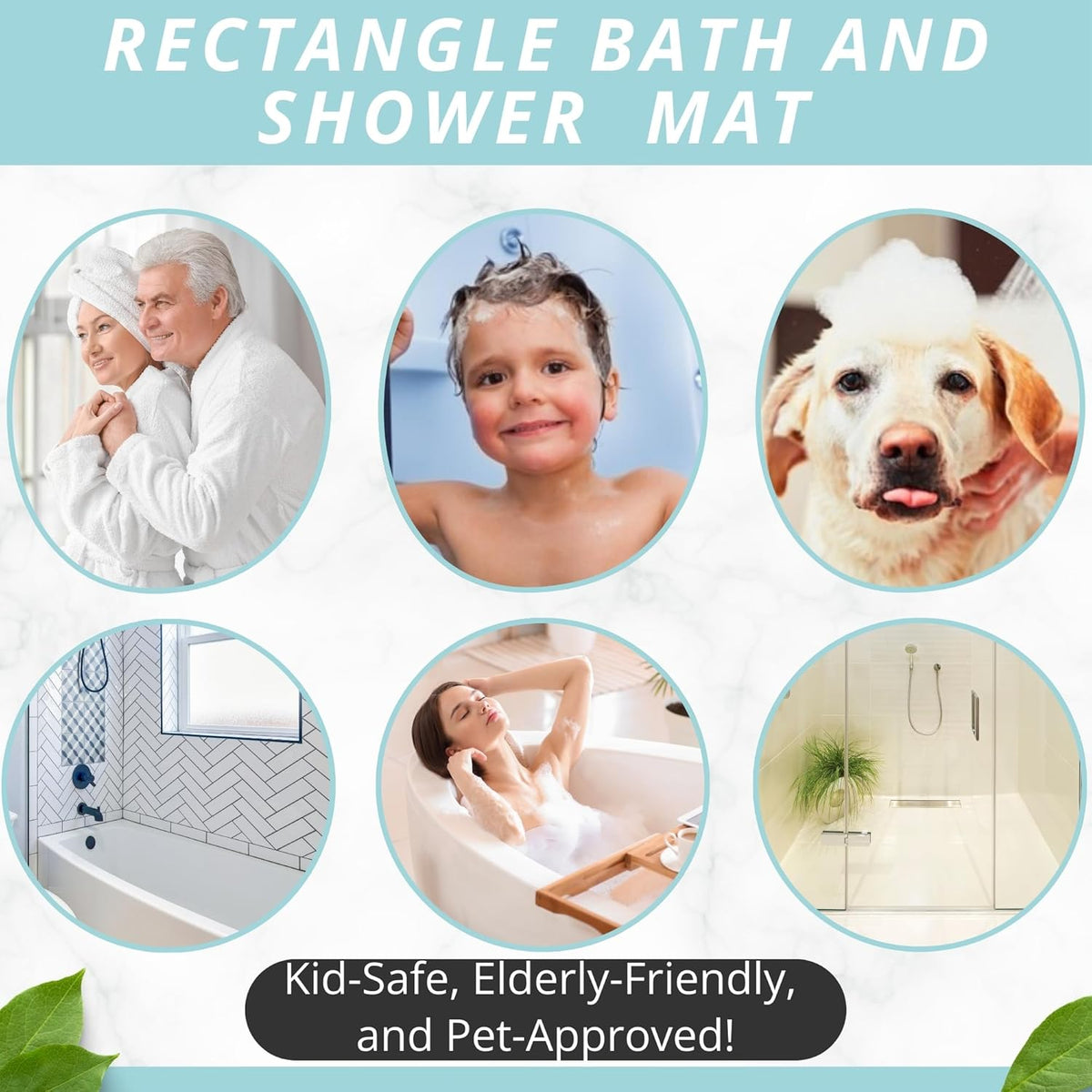 ENKOSI Bath Mat – Large 40 x 16 Inch Non-Slip Bathtub Mat with Secure Suction Cups & Drain Holes