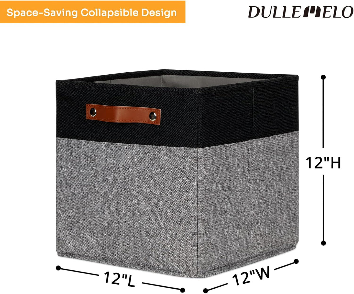 DULLEMELO 12x12 Storage Cubes, Collapsible Sturdy Cube Storage Bins With Handles for