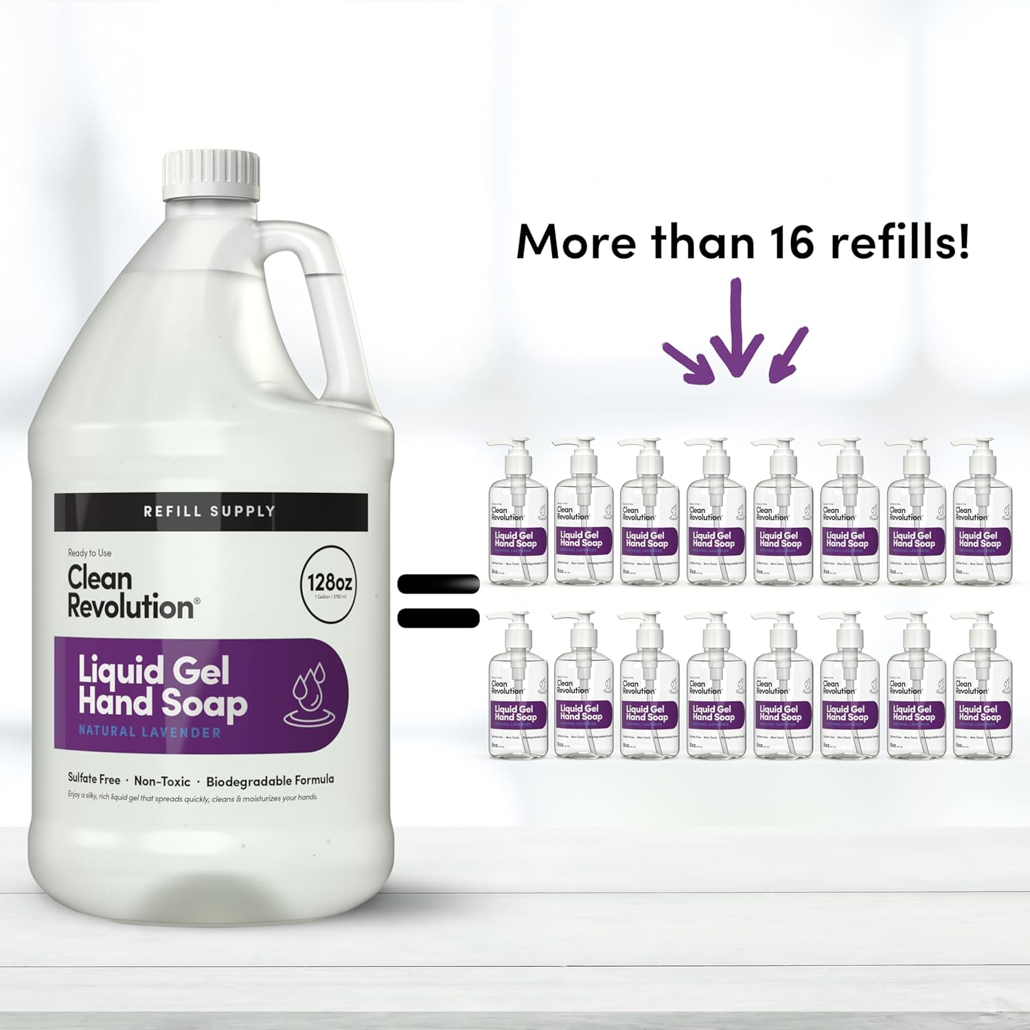Clean Revolution Liquid Gel Hand Soap, Silky Rich Liquid, Quick Lather, Fast Rinsing, Contains Real