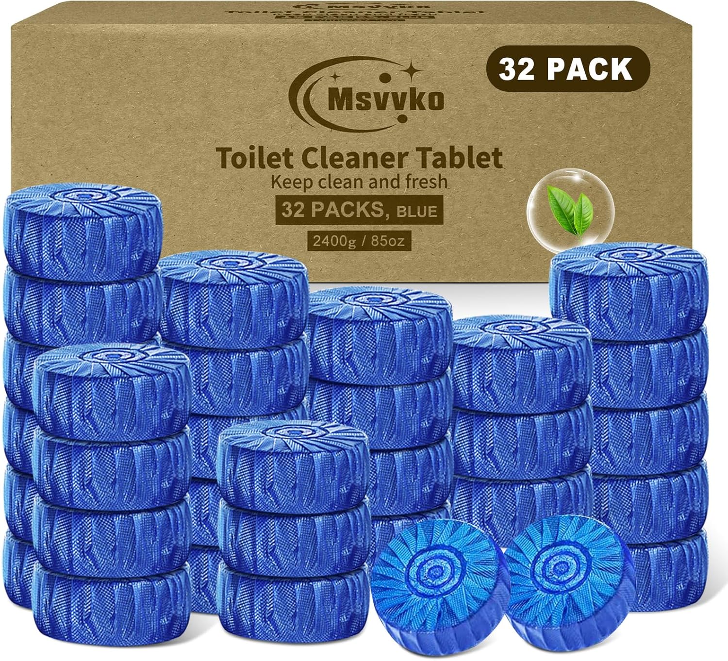 Toilet Bowl Cleaner Tablets 32 Packs-85oz, Ultra-Clean Blue Cleaners for Deodorizing & Descaling