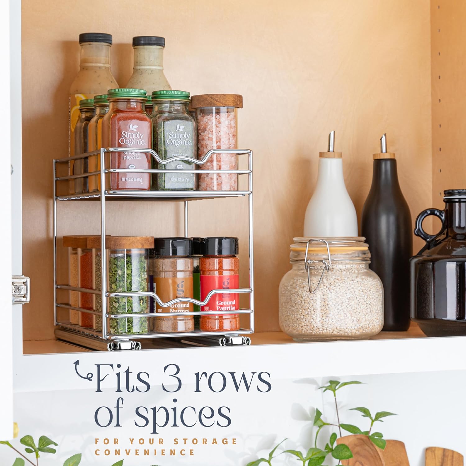 Pull Out Cabinet Organizer for Spices, Cans - Heavy Duty with Lifetime Limited Warranty- Pull Out