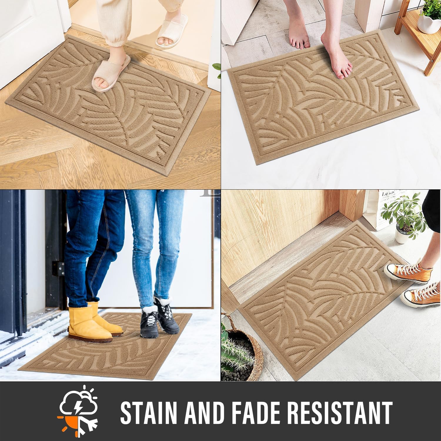 Front Door Mat, Absorbent Resist Dirt Welcome Door Mat Indoor Outdoor, Waterproof Doormat, Sturdy