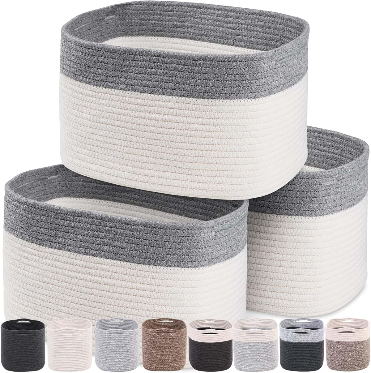 CHAT BLANC Cotton Rope Baskets for Organizing | Storage Baskets for Shelves | Rope Basket for