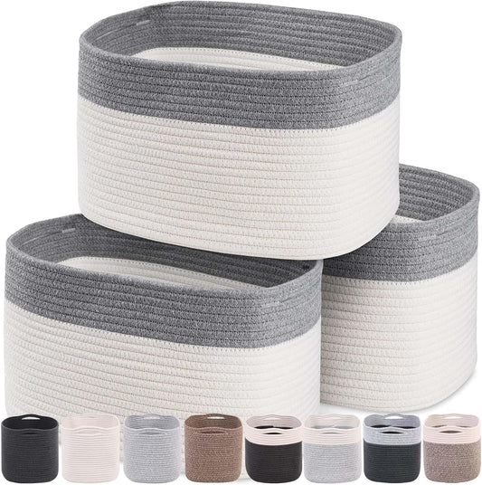 CHAT BLANC Cotton Rope Baskets for Organizing | Storage Baskets for Shelves | Rope Basket for