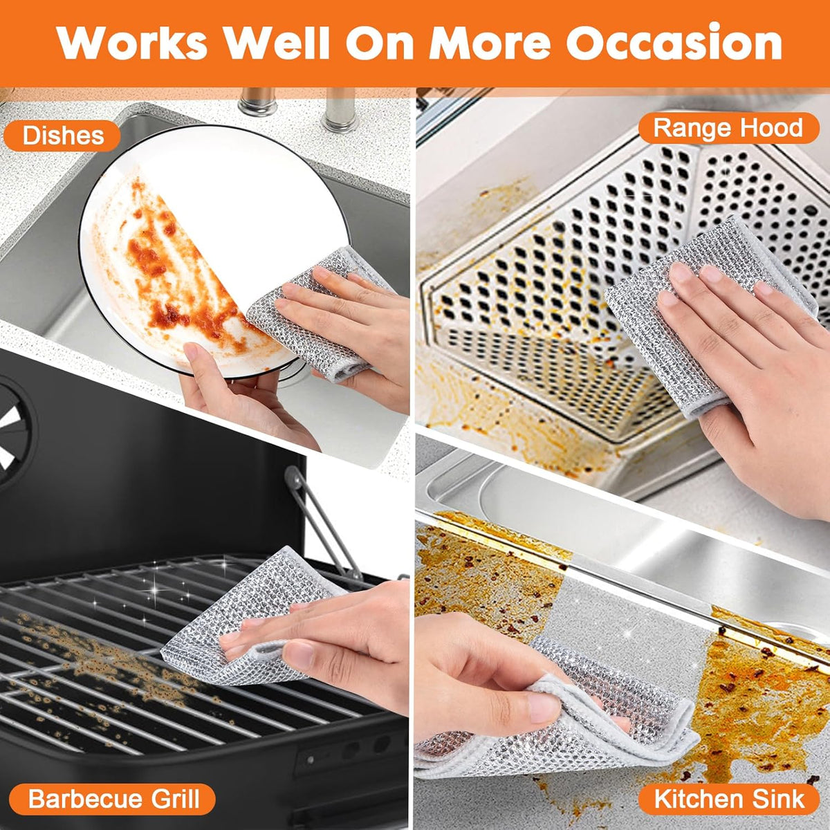 COBETE Non Scratch Wire Dishcloth,Double-Layer Wire Dishwashing Rags for Wet and Dry,Wire Miracle