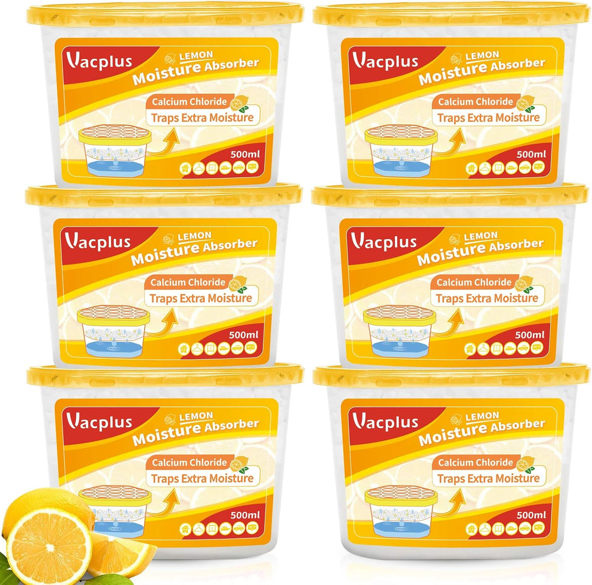 Vacplus Moisture Absorbers 6 Pack, 10.5 Oz Portable Humidity Absorber Boxes for Your Bathroom