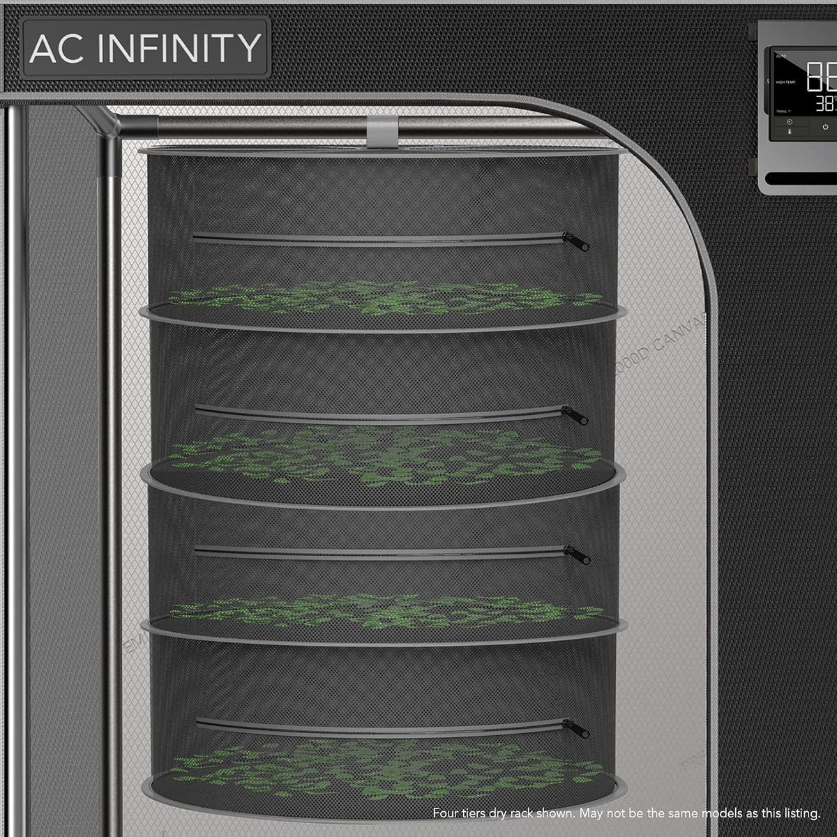 AC Infinity Herb Drying Rack, 2-Layer Hanging Mesh Net for Plants, Seeds, and Buds, 18" Diameter