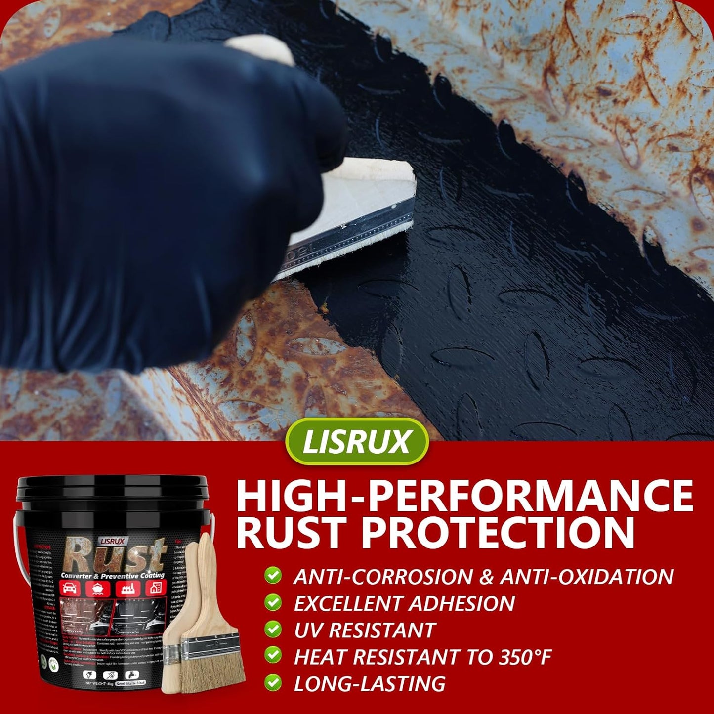Rust Converter & Metal Primer, 141 Fl Oz Black Rust Inhibitor Paint for Metal, Automotive Rust