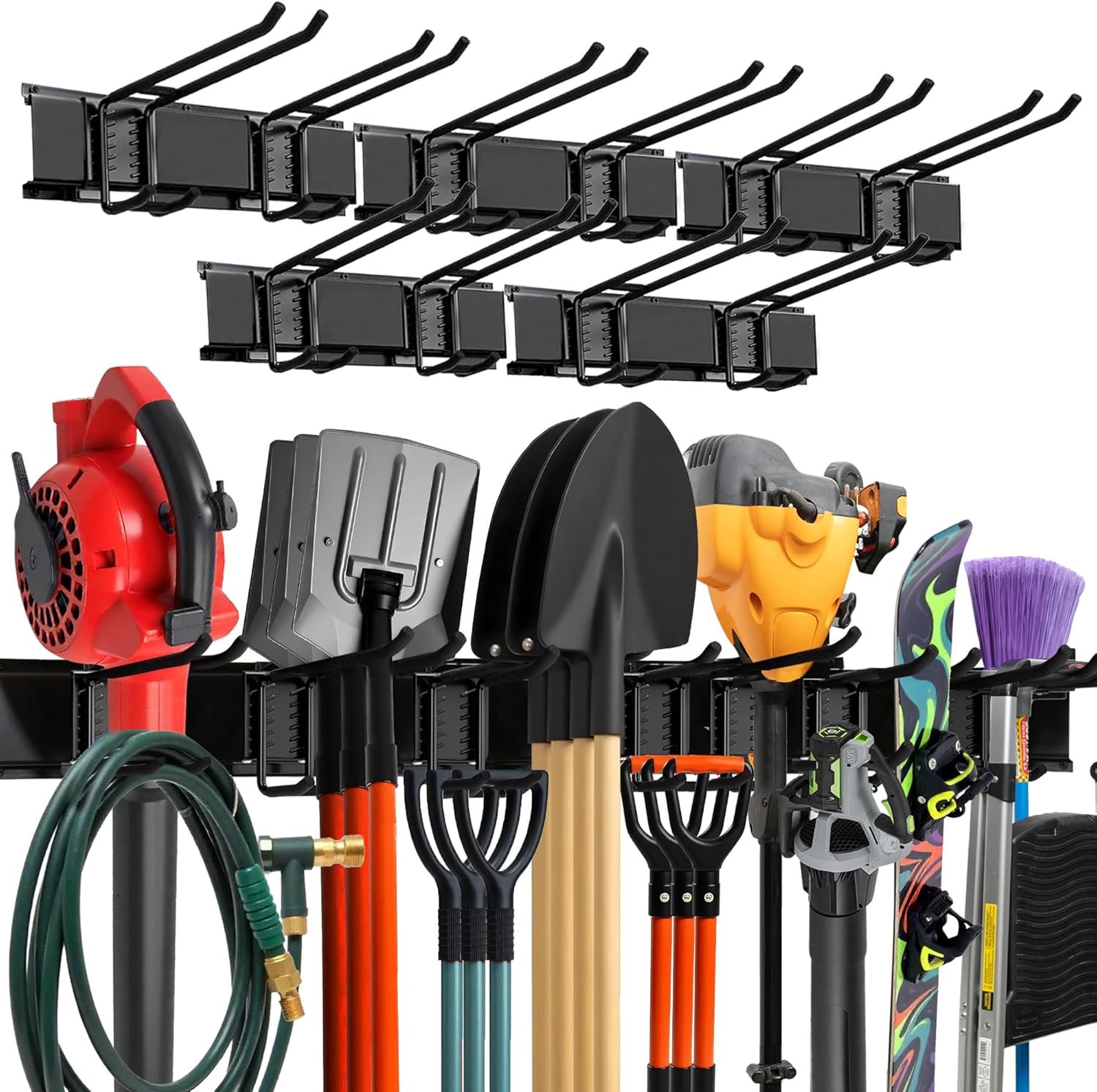 Garage Wall Organizer | 80" Heavy-Duty Tool Storage Rack | Adjustable Double-Layer Hooks | 500 lbs