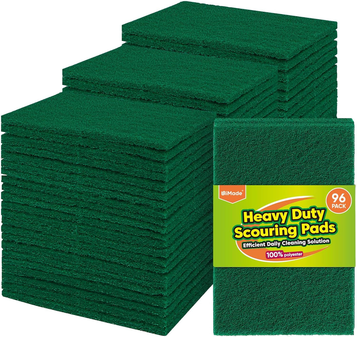 Heavy Duty Scouring Pad, 96Pcs Household Scour Pad for Kitchen, Garage and Outdoors, Reusable Dish