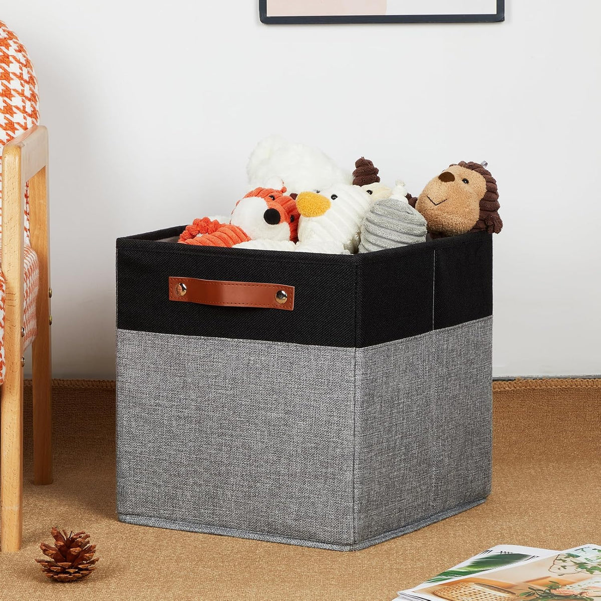 DULLEMELO 12x12 Storage Cubes, Collapsible Sturdy Cube Storage Bins With Handles for