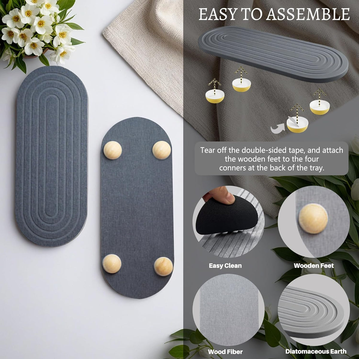 Instant Dry Sink Caddy Organizer, Fast Drying Sink Caddy, Water Absorbing Stone Sponge Holder for