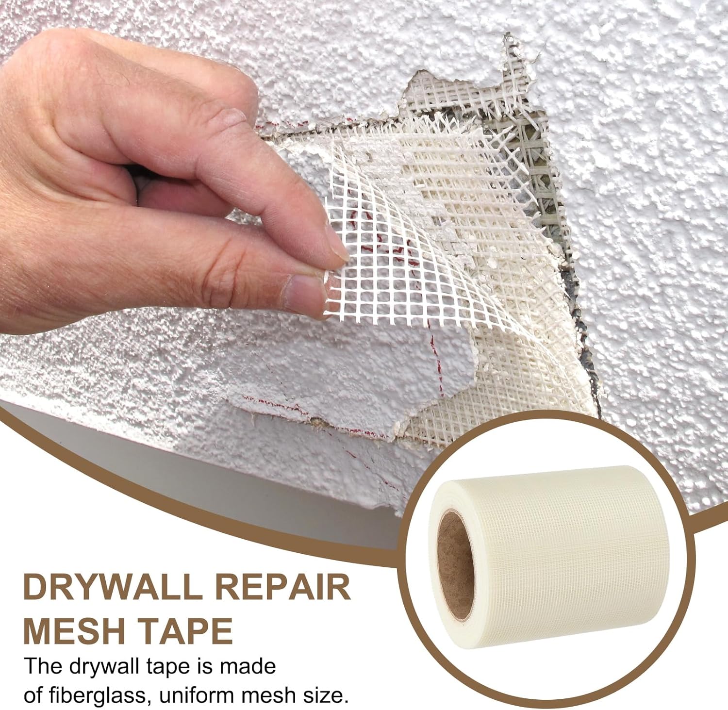 PATIKIL Drywall Repair Mesh Tape, 6 inch x 82 ft Fiberglass Repair Patch Self-Adhesive Dry Wall