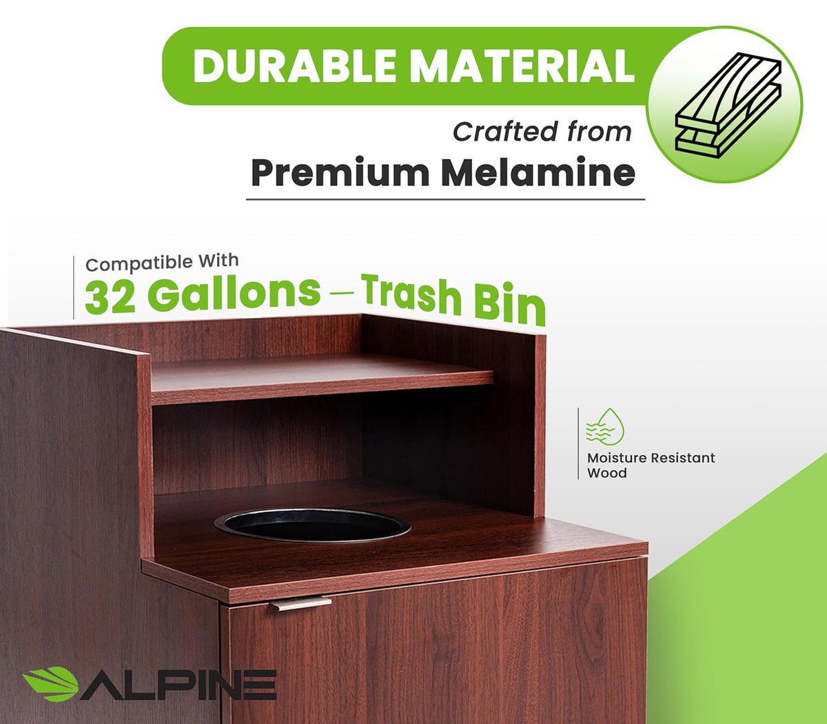 Alpine Restaurant Trash Bin Cabinet - Commercial Trash Can Garbage Receptacle Indoor with Tray
