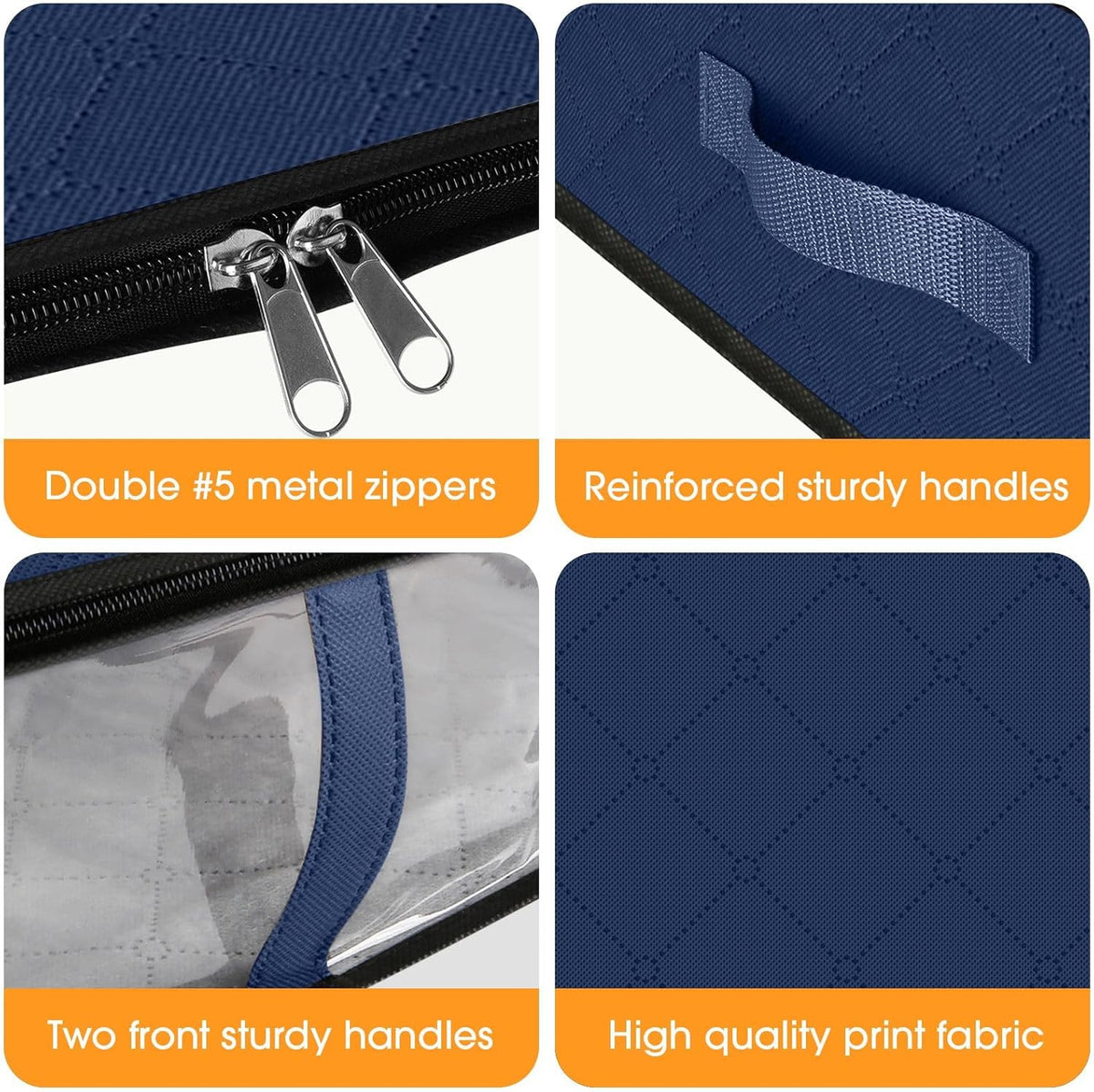 StorageRight Under Bed Storage Bins, 2-Pack 40L Foldable Fabric Storage Bags with Transparent