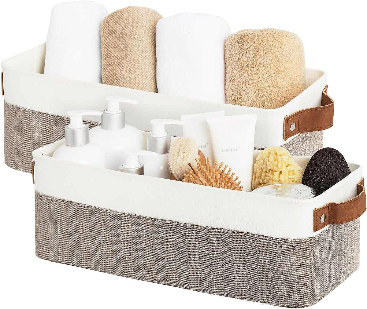 StorageWorks Narrow Storage Bins, Small Baskets for Organizing, Long Storage Basket with Handles