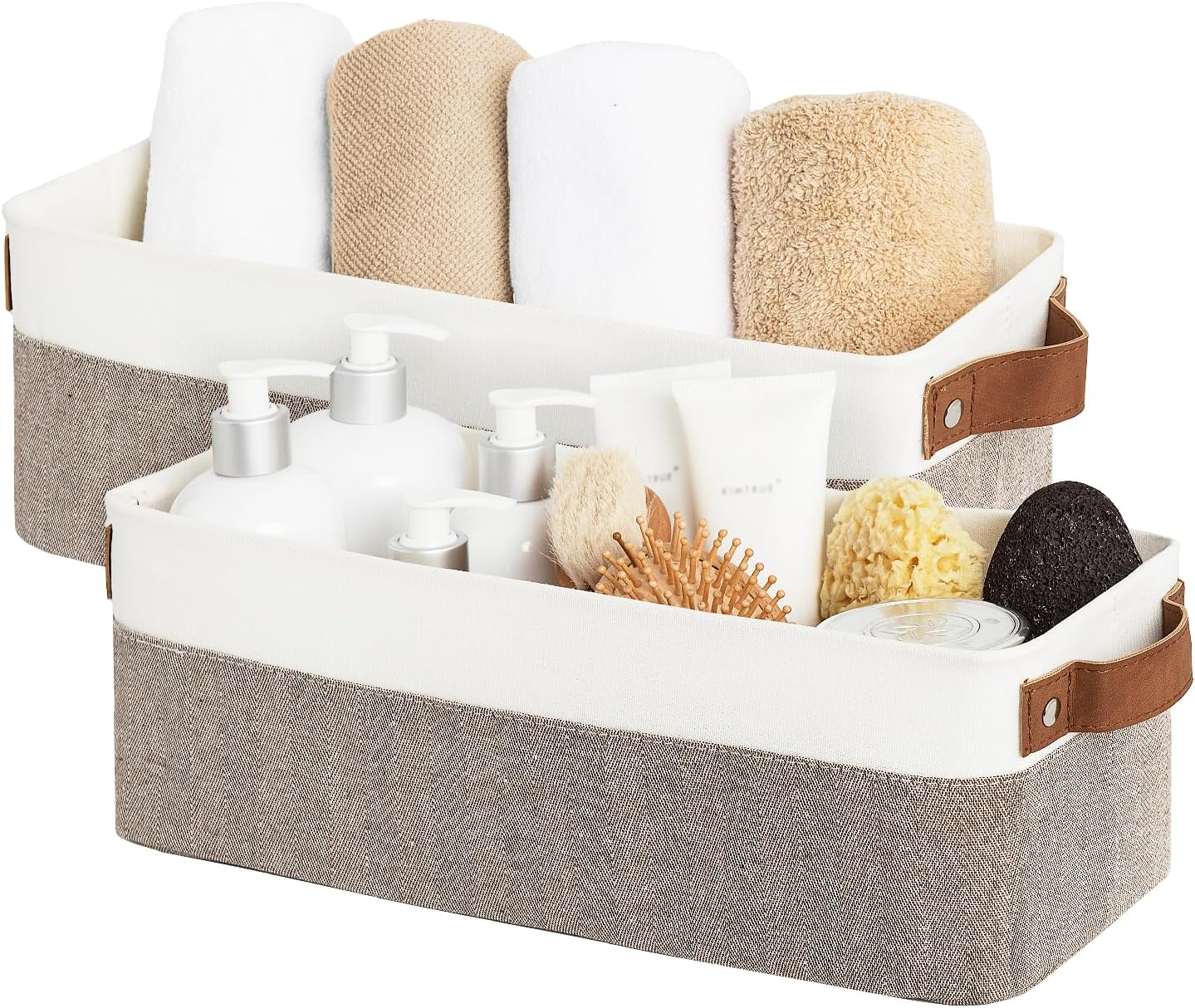 StorageWorks Narrow Storage Bins, Small Baskets for Organizing, Long Storage Basket with Handles