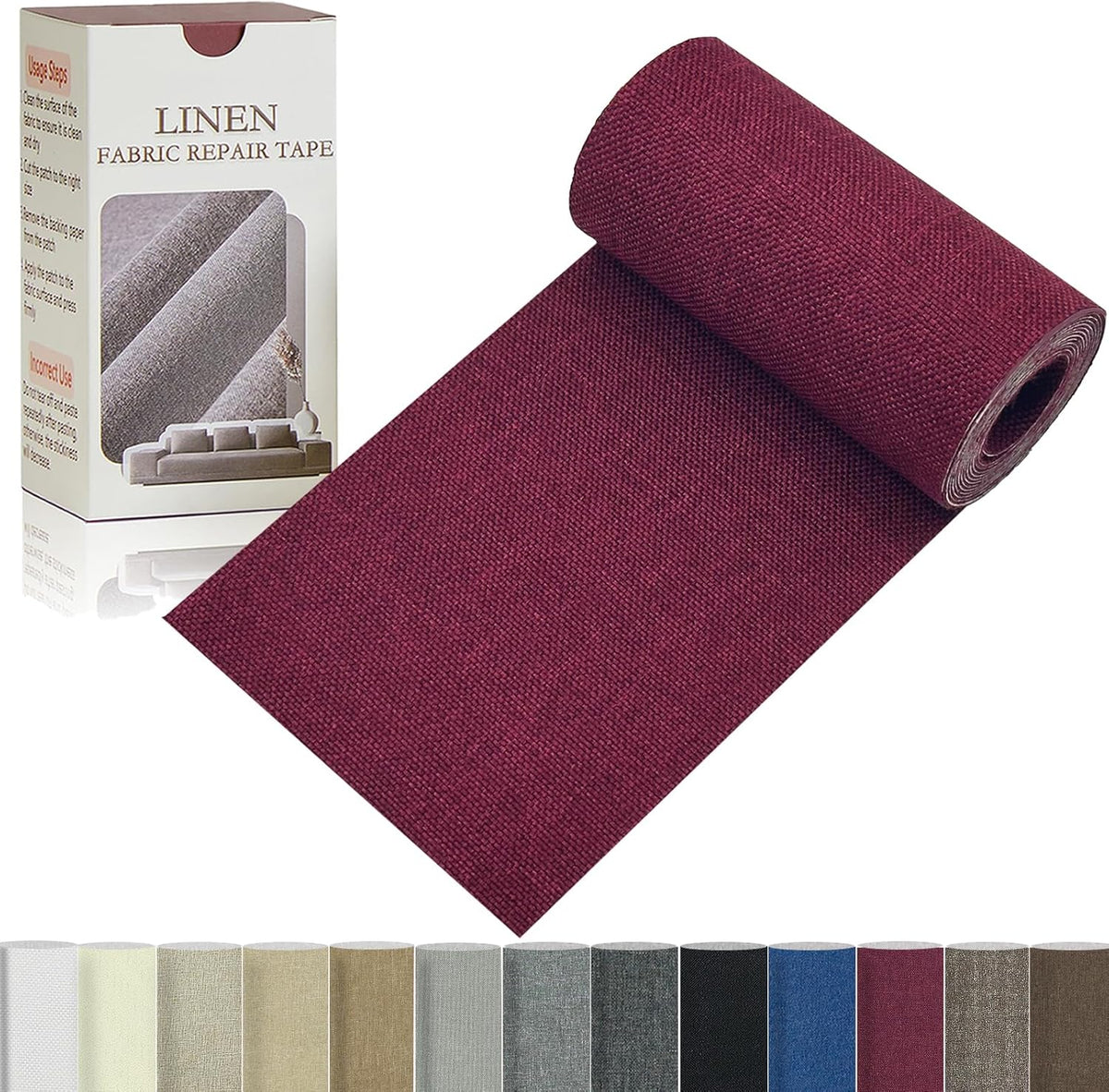 Linen Repair Tape 4x70 Inch Self-Adhesive Couch Patch Repair Fabric Patch for