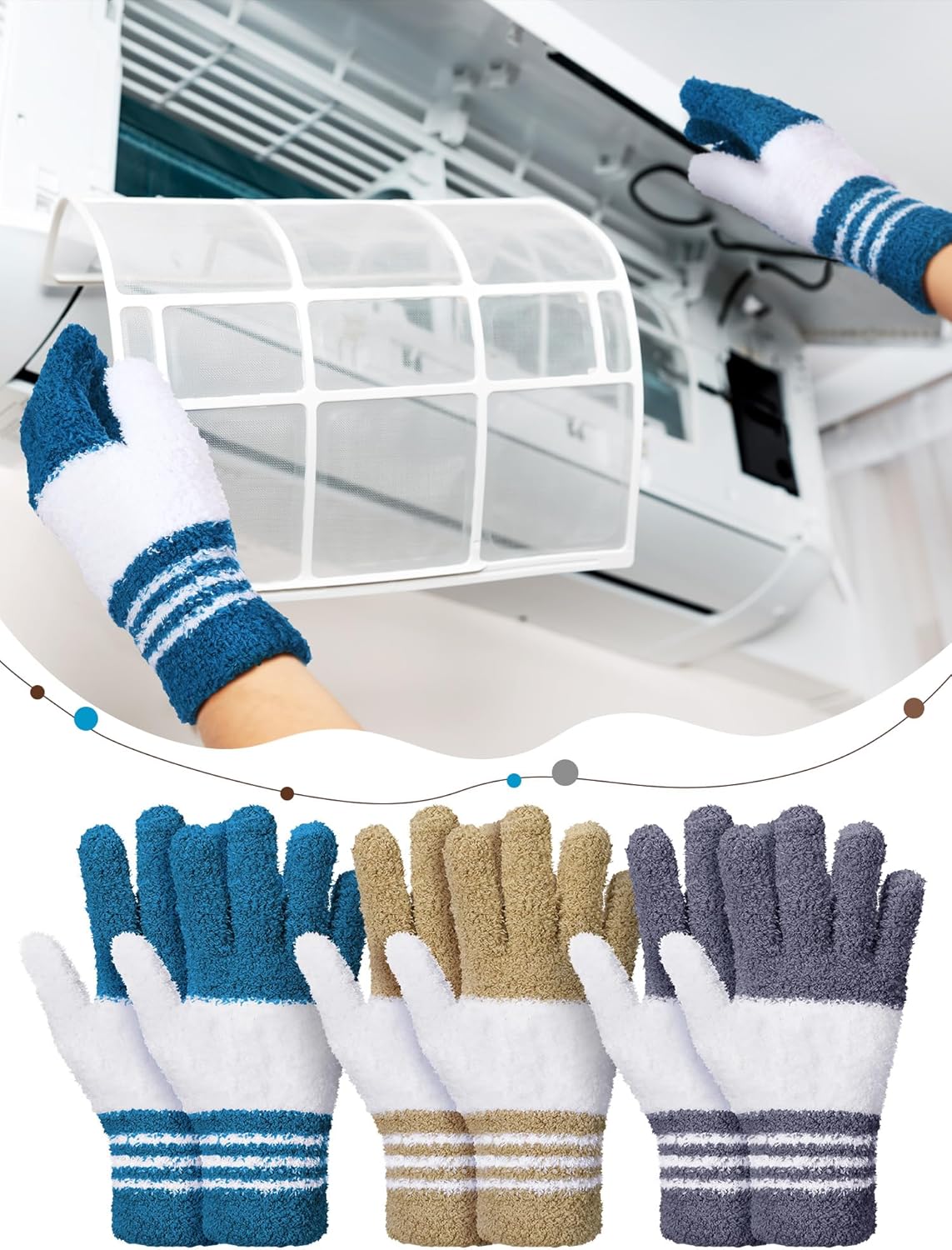Patelai 3 Pairs Microfiber Plant Dusting Gloves Leaf Cleaning Gloves for Indoor Plants, Blinds