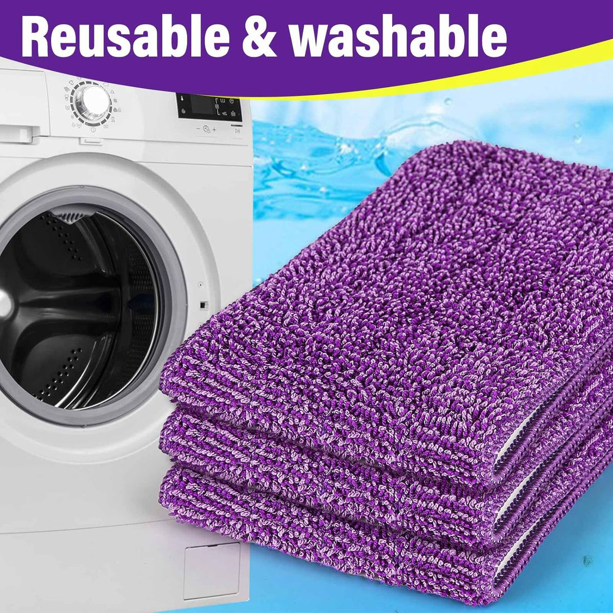 15 inch Mop Pads Refills, 6 Pack Microfiber Reusable Replacement Mop Pads Flat Replacements Heads
