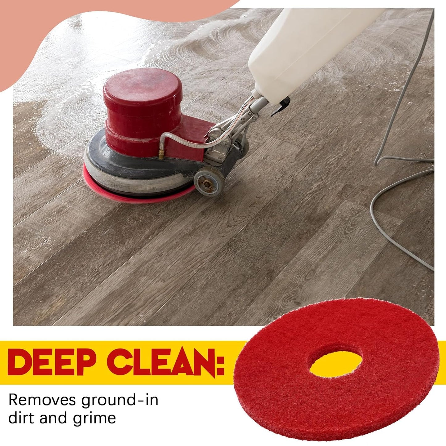 2 Pcs 12" Red Scrubbing Pads Commercial Cleaning Orbiter Pads-Maintenance Non Woven for Floor