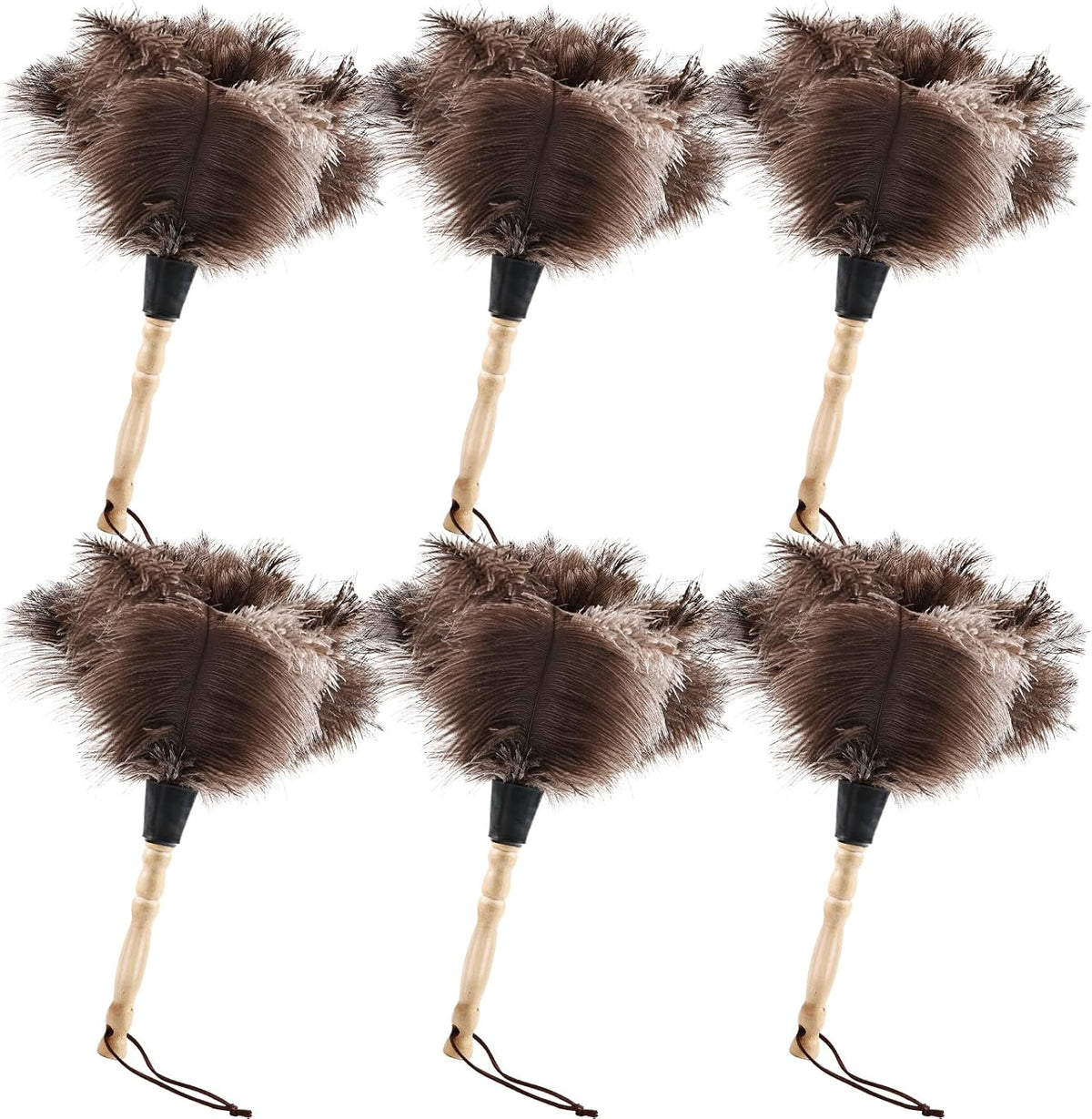 Ostrich Feather Duster 14" Natural Handheld Reusable Feathers Dusters with Wooden Handle for