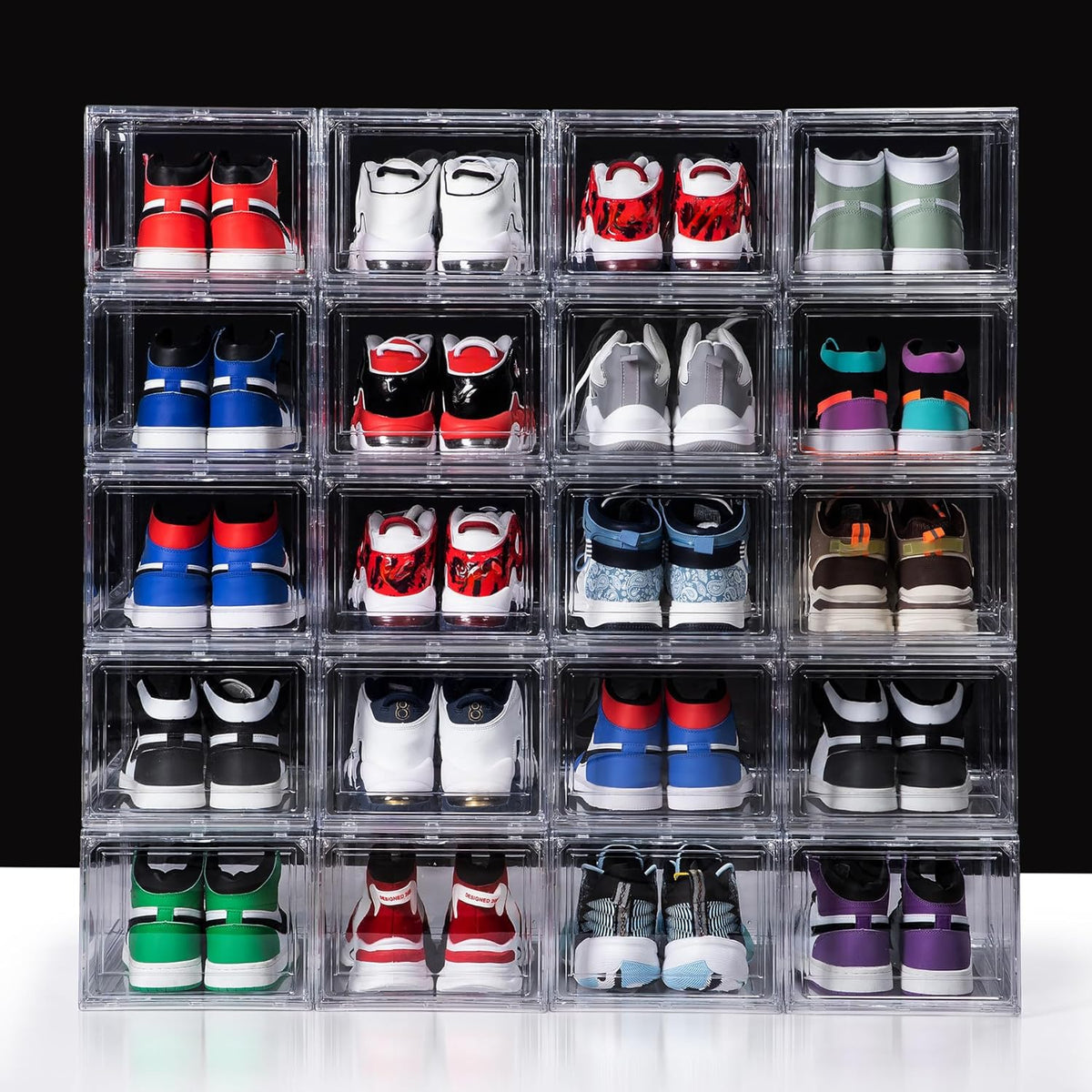 12 Pack Acrylic Shoe Boxes, Ultra Clear Shoe Boxes Stackable, Shoe Storage Box Sneaker Storage for