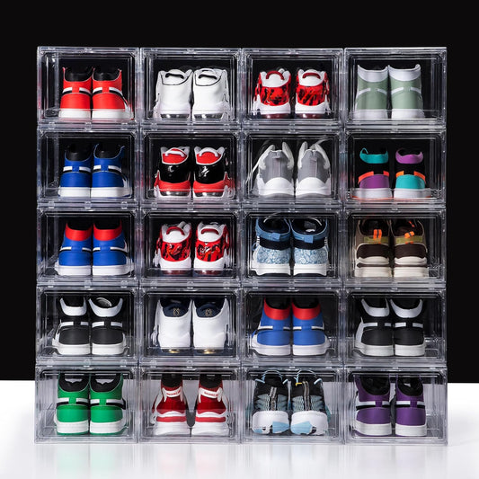 12 Pack Acrylic Shoe Boxes, Ultra Clear Shoe Boxes Stackable, Shoe Storage Box Sneaker Storage for