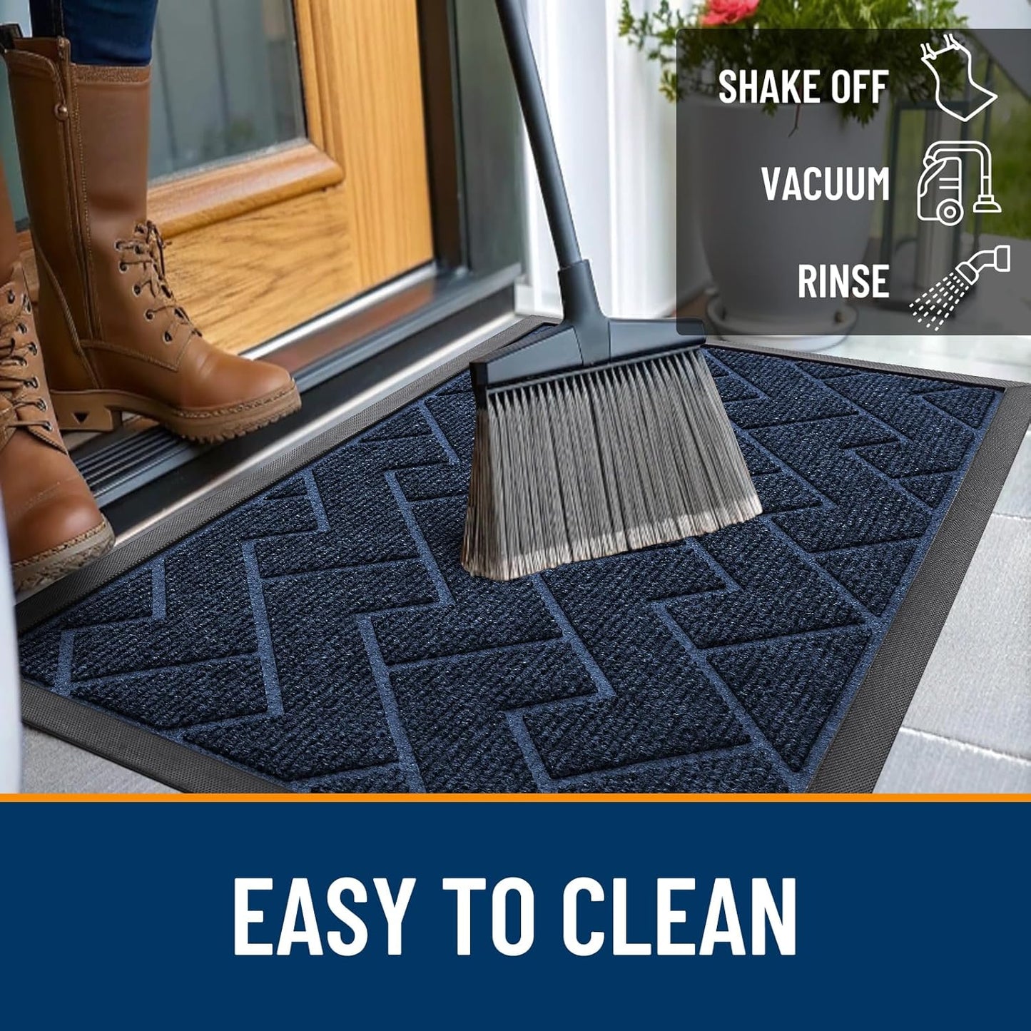 OLANLY Front Door Mat Indoor Outdoor Entrance, Waterproof All-Season, All-Weather Doormat, Sturdy