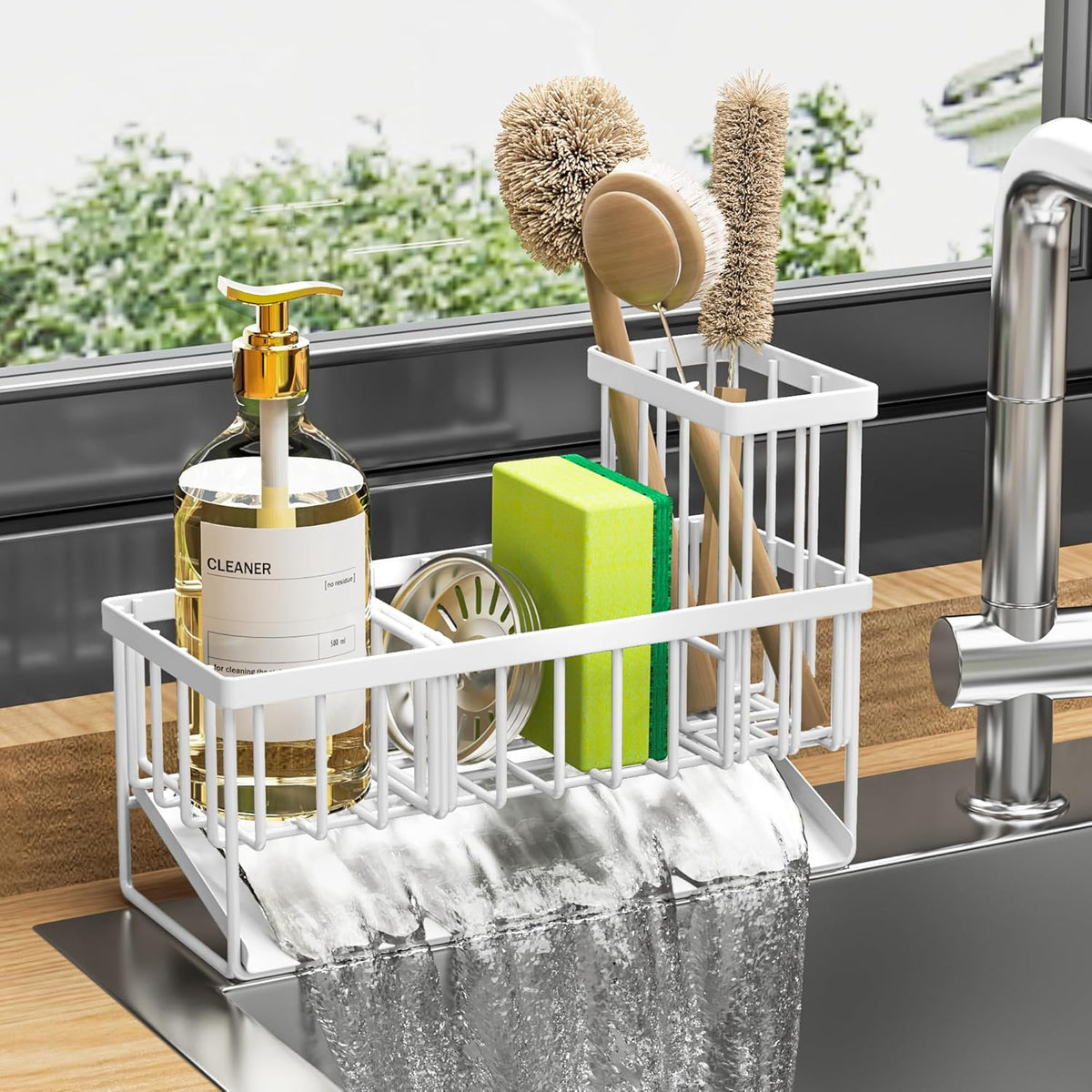 Cisily Sink Caddy Sponge Holder for Kitchen Sink, 304 Stainless Steel Rustproof, Kitchen Sink Caddy