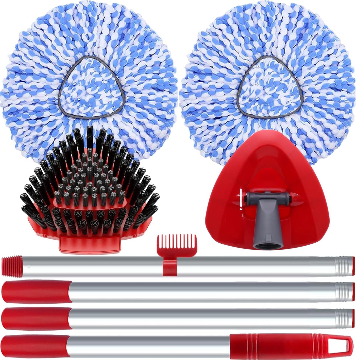 2 Pack Spin Mop Heads Replacement Compatible with O Cedar RinseClean 2 Tank, Upgraded Scrub Brush,4