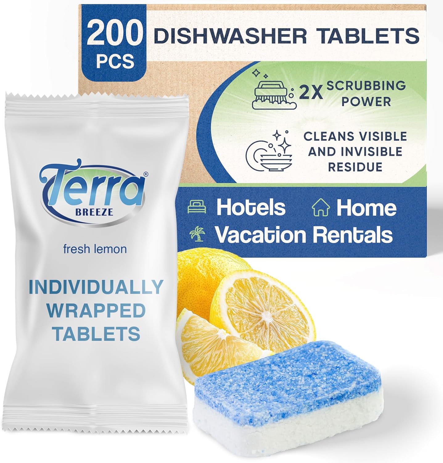 Individually Wrapped Dishwasher Tablets | Dishwasher Detergent | Dish Soap Pods | Fresh Lemon Scent
