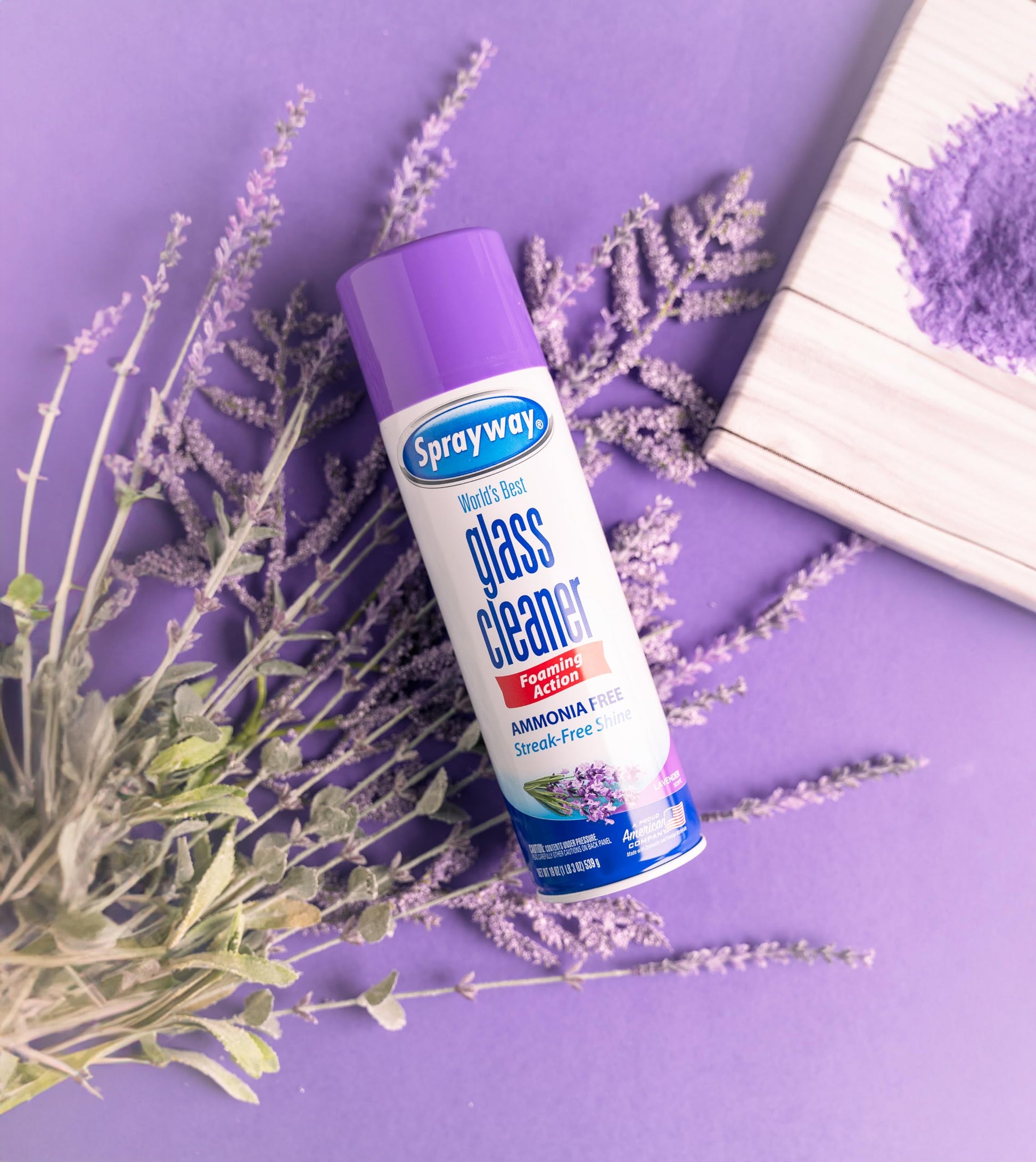 Sprayway Glass Cleaner Lavender Scent Foaming Aerosol Spray, 19oz, Pack of 6 | Ammonia-Free